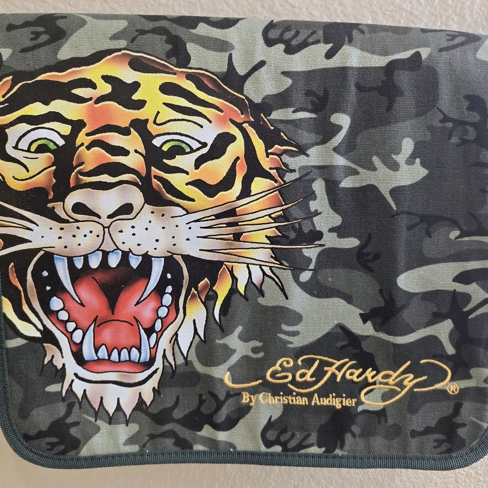 Ed Hardy Camouflage Tiger Messenger Bag NWOT